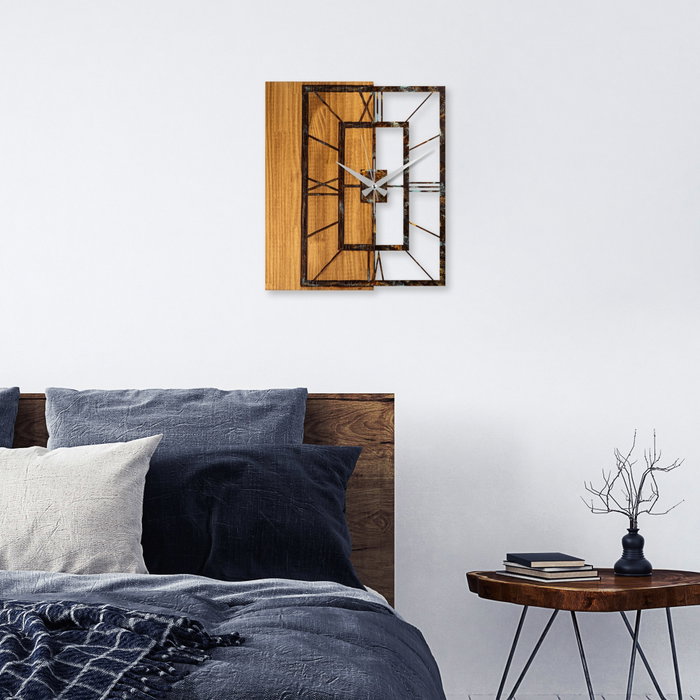 Wallity Wooden Clock 37-A en nogal y marrón